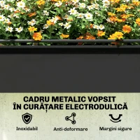 Outsunny Jardinieră Ridicată cu Mini Sera și Orificiu de Drenare, 100x49x136 cm, Negru(m-9)