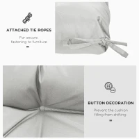 Outsunny Garden Back Chair Cushion, Comfortable Patio Seat Cushion Pad with Backrest for Outdoor & Indoor Use, Light Grey(m-6)