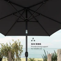 Outsunny Garden Parasol, Parasol Umbrella with Crank Handle, Tilt Function, Polyester Canopy, Black(m-6)