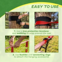 AIYAPLAY Ninja Line zestaw 10 m z siatką, pierścieniami, huśtawką i drabinką dla dzieci 3-6 lat, 1000x300x180 cm, czerwony(m-5)