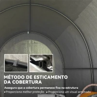 Outsunny Tenda de Jardim para Bicicletas com Estrutura em Aço, Porta com Fecho, Impermeável 2,4x1,6x1,9 m Cinzento Claro(m-7)