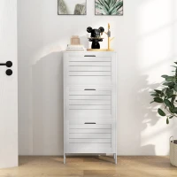 HOMCOM Narrow Shoe Cabinet with 3 Flip Drawers - White(m-6)