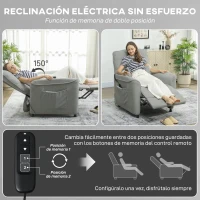 HOMCOM Sillón Relax Reclinable Eléctrico con Calor Lumbar Masaje Vibración Motor Silencioso Función de Memoria Gris Oscuro(m-5)