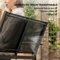 Outsunny Conjunto Jardín Exterior de 4 Piezas con Sofá de 2 Plazas 2 Sillones Mesa de Cristal Templado Tela Textilene Negro(m-5)