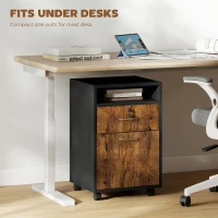 HOMCOM Mobile per Ufficio con Ripiano Aperto, Cassetto con Serratura e Armadietto, 40x35x60 cm, Marrone(m-5)