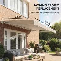 Outsunny Zamienny materiał markizy – osłona przeciwsłoneczna UPF 50+ do ramy 3,5 x 2,5 m, kremowobiała(m-4)