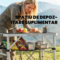 Outsunny Masă de Camping Pliabilă 60 cm, Picnic cu Plasă, Negru(m-6)