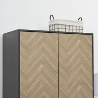 HOMCOM Modern Wardrobe Cabinet Wood Grain Sticker Surface with Shelf, Hanging Rod and 2 Drawers 90x50x190cm(m-9)