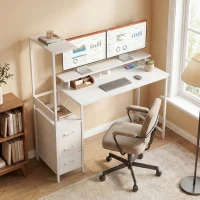 HOMCOM 147cm Gaming Desk with Charging Station and Monitor Stand, Computer Table for Home Office with RGB Lights, White(m-8)