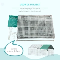 PawHut Țarc pentru Animale cu Învelitoare și Uși, 220x103x103 cm, Verde(m-4)