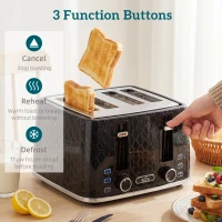 HOMCOM Kettle and Toaster Set, 1.7L 3000W Rapid Kettle with Strix Thermostat, 4 Slice Toaster with 7 Browning Controls, Black(m-7)