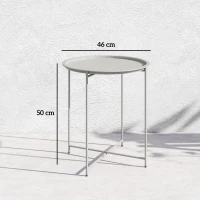 Outsunny Steel Removable Tray Top Garden Table - White(m-3)