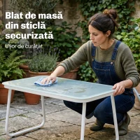 Outsunny Set Mobilier de Grădină 4 Piese cu Canapea, Fotolii și Masă, Kaki și Alb(m-6)