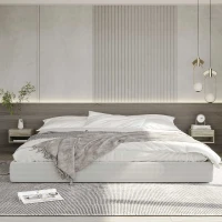 HOMCOM Lot de 2 tables de chevet murales table de nuit tiroir coulissant niche plateau en bois dim. 37L x 32l x 21H cm Gris(m-10)