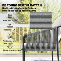 Outsunny Set da Giardino in Rattan 4 Pezzi con Divano, Poltrone, Tavolo, Khaki(m-6)