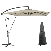 Outsunny Umbrelă de Grădină Suspendată 2.47x2.47 m, Umbrelă de Exterior cu Bază în Cruce, Corzi Antivânt, Bej(m-11)