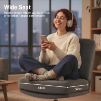 HOMCOM Fotel z Podnóżkiem Obracany w Stylu Lnu do Salonu Ciemnoszary(m-5)