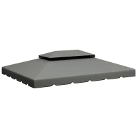 Outsunny Acoperiș pentru Foișor 3x4 m cu 2 Nivele și 8 Găuri de Drenaj din Poliester Gri Deschis(m-1)