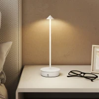HOMCOM Jeu de 2 lampes de table LED rechargeables avec USB et commande tactile et lumière réglable Ø10x30 cm Blanc(m-5)