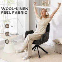 HOMCOM Fotel Tapicerowany, Akcentowy, Nowoczesny Design, Obrotowy, do 120 kg, Czarny(m-6)