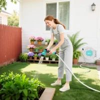 Outsunny Schlauchaufroller Wasserschlauchabroller 35+2 m Wandhalterung + Griff 180° schwenkbar 55 x 20 x 42 cm hellgrau(m-4)