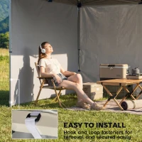 Outsunny 3-częściowy zestaw bocznych ścian z zamkiem błyskawicznym do pawilonu 3x3 m, jasnoszary(m-7)