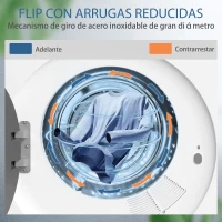 HOMCOM Secadora de Evacuación de 4kg 800W con Función Esterilizar Temporizador Pantalla LED Táctil Tambor Inox Blanco(m-6)