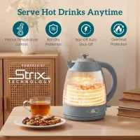 HOMCOM Kettle and Toaster Set, 1.7L 3000W Rapid Kettle with Strix Thermostat, 4 Slice Toaster with 7 Browning Controls, Grey(m-5)