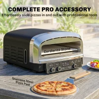 Outsunny Outdoor Pizza Oven Dual Heat Control 6 Presets Electric Pizza Maker with 37 cm Stone and Peel(m-8)