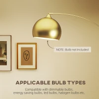 HOMCOM Lampa łukowa, lampa stojąca, regulowana wysokość, przełącznik nożny, podstawa w stylu marmurowym, 170-180 cm, złota/czarna(m-7)