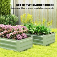 Outsunny Set of Two 100 x 60cm Steel Planter Boxes - Light Green(m-4)