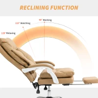 HOMCOM Ergonomiczny fotel biurowy z podparciem lędźwiowym i podnóżkiem, jasnobrązowy(m-6)