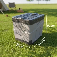 Outsunny WC Portabil de Camping cu 12 Pachete de Coagulant și 12 Pungi de Eliminare, 34x29x20 cm, Gri Închis(m-3)