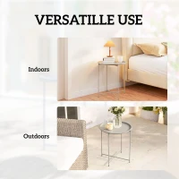 Outsunny Steel Removable Tray Top Garden Table - White(m-7)