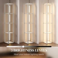 HOMCOM Floor Lamp with Shelves and 3 Brightness Levels - White(m-5)