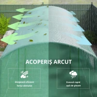 Outsunny Seră tip tunel 6x3x2 m cu 3 uși derulante 6 ferestre cu plasă și structură din oțel galvanizat Verde(m-4)