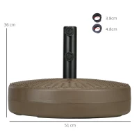 Outsunny Bază pentru Umbrelă cu 2 Butoane Incorporate, din HDPE și Oțel, Ø51x36 cm, Maro și Negru(m-3)