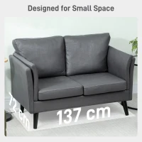 HOMCOM Two-Seater Leathaire Sofa - Grey(m-7)
