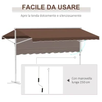 Outsunny Tenda Autoportante, Inclinabile, con Manovella, Struttura in Metallo, Resistente alle Intemperie, 4x3m, Caffè(m-6)