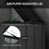 Outsunny Skrzynia ogrodowa na poduszki 450L Pojemnik na przechowywanie z kółkami, Skrzynia do przechowywania z siłownikami gazowymi, do ogrodu, balkonu, stalowa, kolor ciemnoszary(m-6)