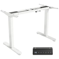 HOMCOM Electric Standing Desk Frame, Height Adjustable Sit Stand Desk Frame with Dual Motors, Memory Smart Panel and Collision Protection, Easy Assembly, White(m-1)