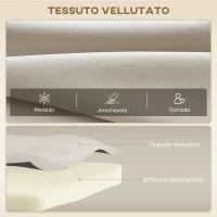 HOMCOM Divano Letto 3 in 1 in Tessuto Effetto Velluto con Schienale Regolabile e 2 Cuscini, 102x73x81 cm, Beige(m-6)