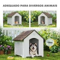 PawHut Casota para Cães de Exterior em Plástico com 2 Janelas, Base Elevada, Estacas Castanho Escuro(m-8)