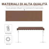 Outsunny Tenda Autoportante, Inclinabile, con Manovella, Struttura in Metallo, Resistente alle Intemperie, 4x3m, Caffè(m-3)
