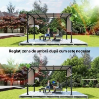 Outsunny Copertină pentru Pergolă 3x3 m din Poliester cu Buzunare și Benzi, 548x122 cm, Bej(m-7)