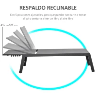 Outsunny Tumbona de Jardín de Aluminio Tumbona Exterior con Respaldo Reclinable en 5 Posiciones Carga 120 kg 169x65x102 cm Verde(m-5)