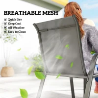 Outsunny Zestaw Mebli Ogrodowych 7-elementowy Stół z 6 Oddychającymi Krzesłami Lamelowy Design Jasnoszary(m-5)