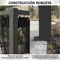 Outsunny Pérgola de Jardín 3x4 m con Techo Retráctil 4 Laterales de Malla UPF30+ Cenador de Jardín para Patio Exterior Gris(m-6)