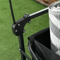 Outsunny Wózek Ogrodowy z Daszkiem, składany, pojemność 110L, rama stalowa, 97x52x105 cm, czarny(m-9)