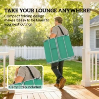 Outsunny 5-Position Adjustable Sun Loungers Set of 2 with Reading Hole and Side Pocket, Green(m-7)